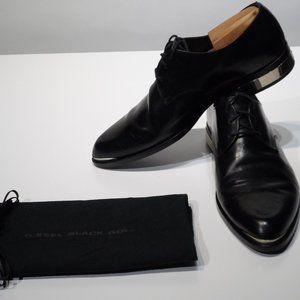 Diesel Black Gold Leather Oxfords, Mens 42 or US 9